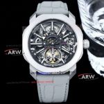 Bu1gari Octo Roma Skeleton Tourbillon DLC Titanium Case Grey Strap Replica Watches